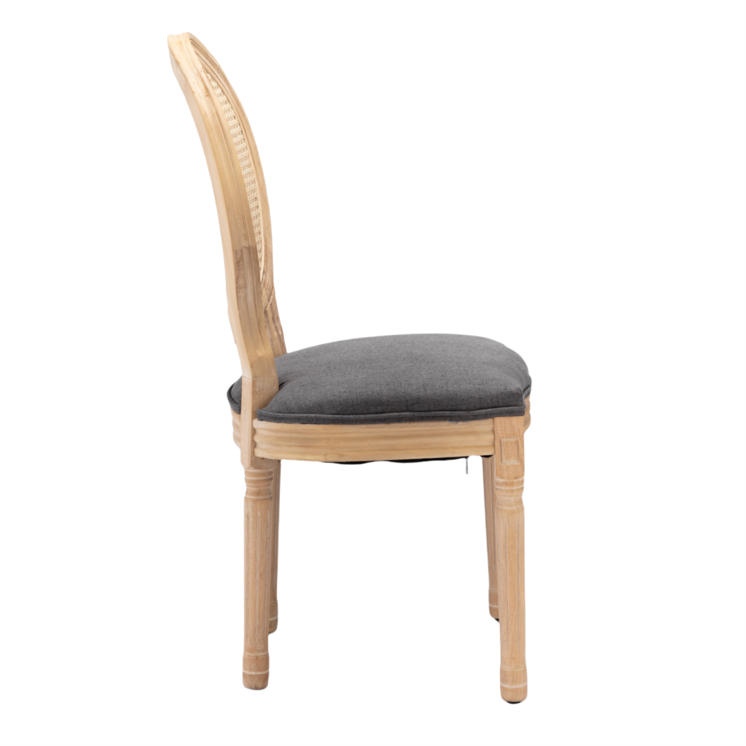 AADEN 8x Rattan Dining Chairs with Solid Wood Legs- GreyUpinteriors