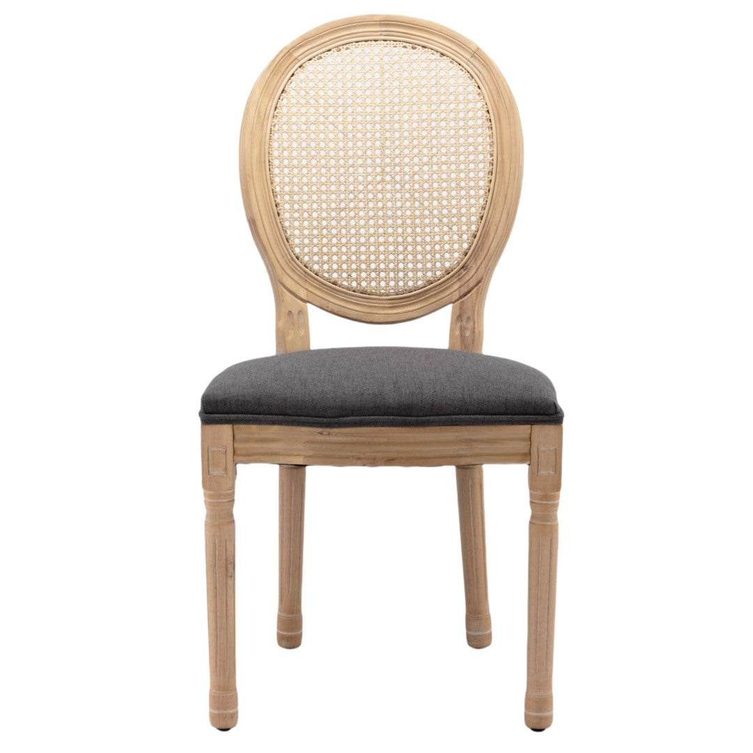 AADEN 8x Rattan Dining Chairs with Solid Wood Legs- GreyUpinteriors