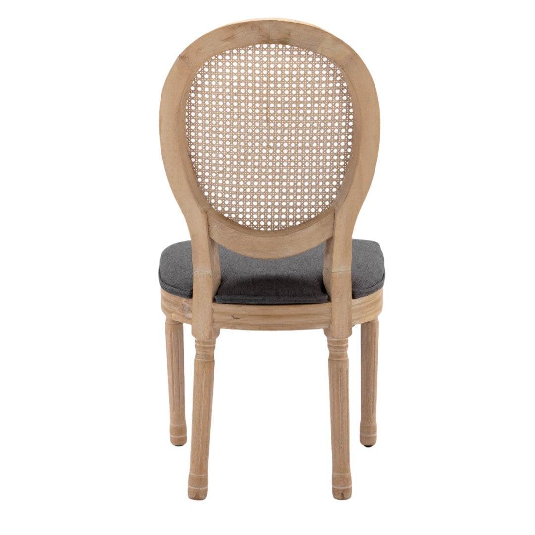 AADEN 8x Rattan Dining Chairs with Solid Wood Legs- GreyUpinteriors