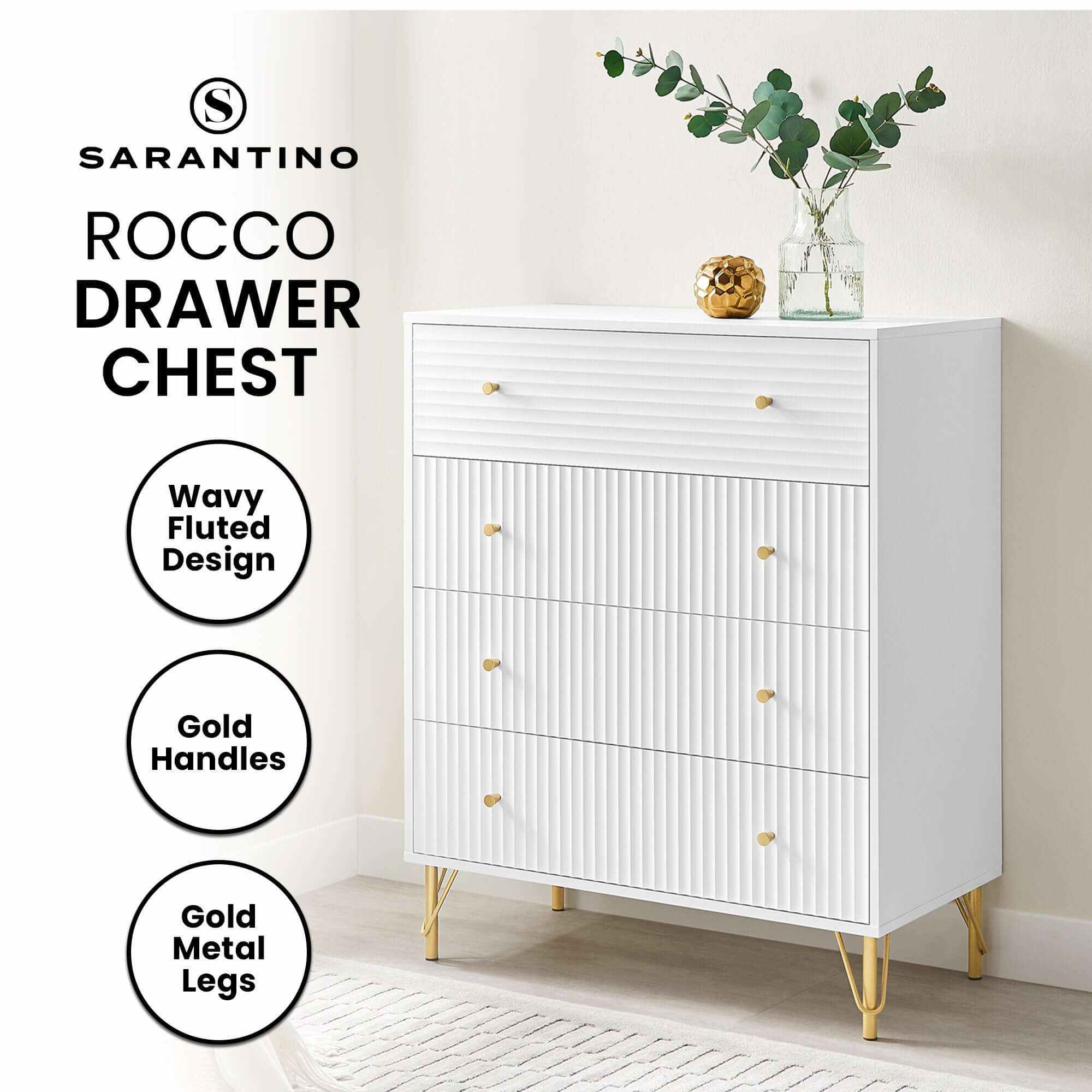 Sarantino Rocco White Chest Of Drawers