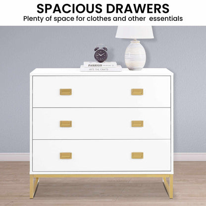 Sarantino Amara Chest Of Drawers Tallboy Dresser - White/gold