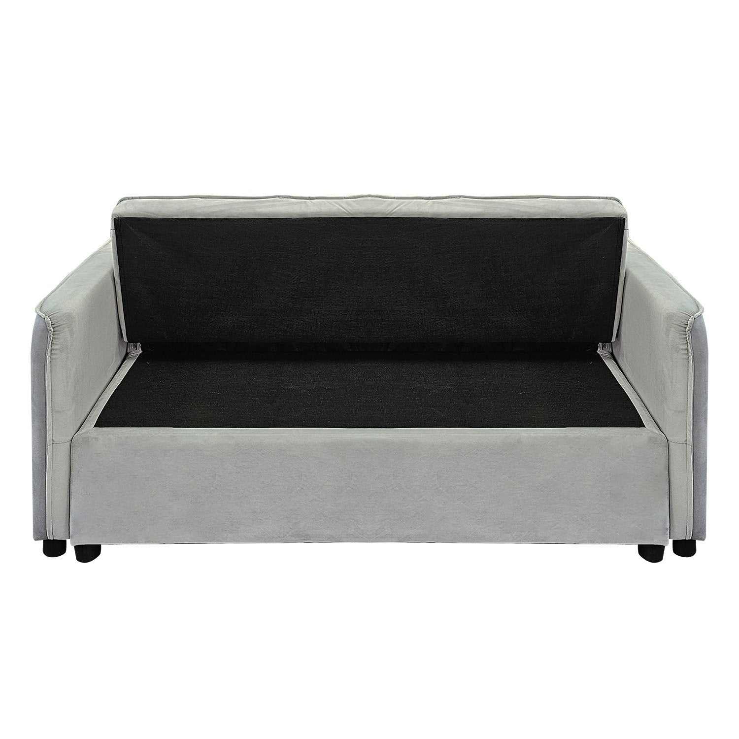 Sarantino Quincy 2-Seater Velvet Sofa Bed in Light Grey with Wooden Frame and Tufted Design