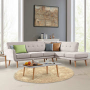 Sarantino Faux Linen Corner Sofa Lounge L-shaped Chaise Light Grey with wooden legs in modern living room.