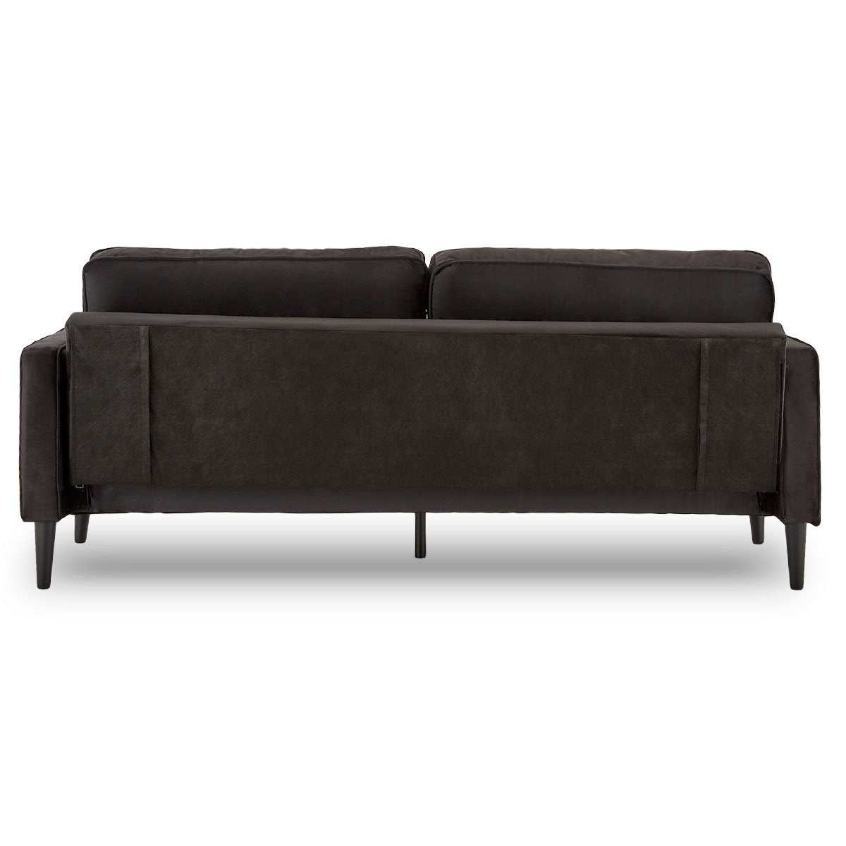 Sarantino Faux Velvet Sofa Bed Couch with Wooden Legs in Black
