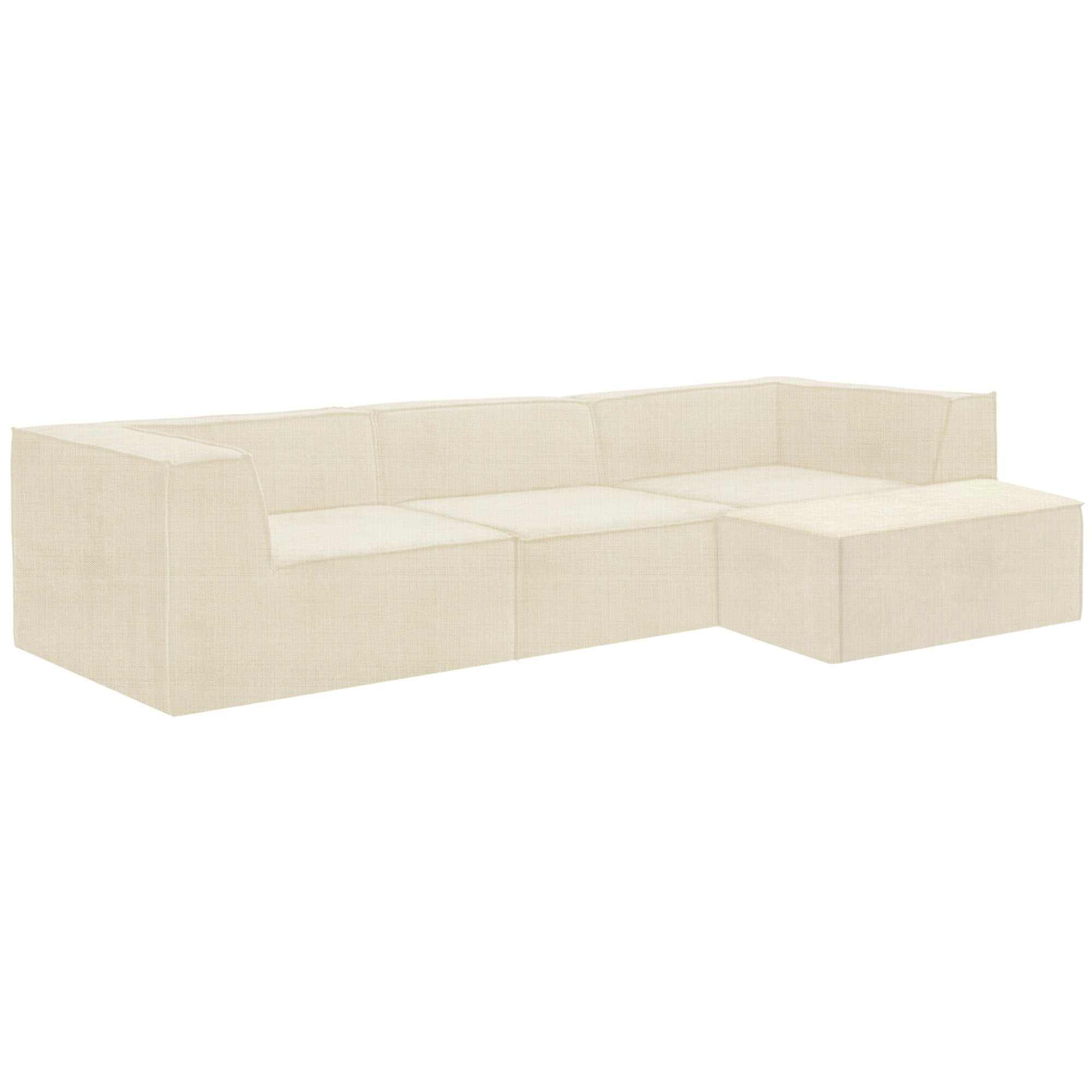 Sarantino Novi 3-Seater Modular Sofa with Ottoman in Cream Non-Slip Bottom Lounge