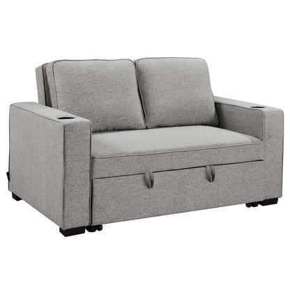 Sarantino Hoffman Linen Sofa Bed Chair With Cushions &cup Holders Ligh