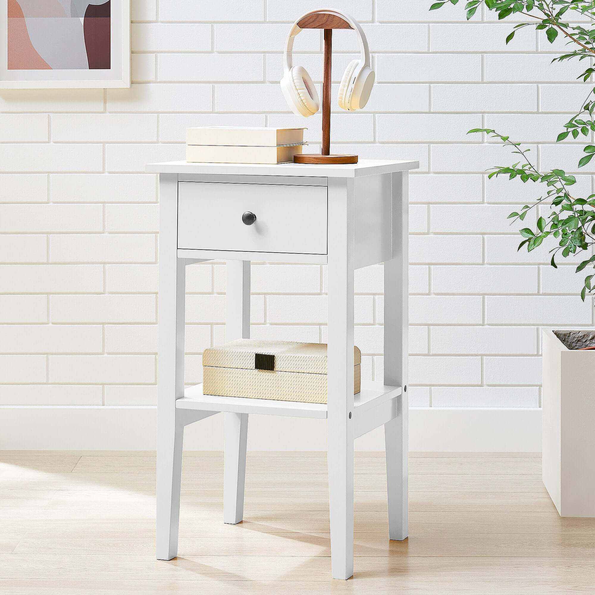 Sarantino Rue Bedside Table - White