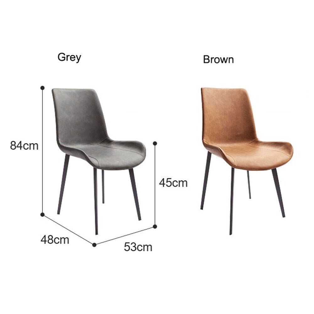 Modern PU Leather Dining Retro Chair Metal Legs x 2 Brown