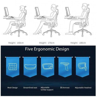 Sihoo M57 Comfortable Desk High Back Chair 3D Armrest and Lumbar Suppo