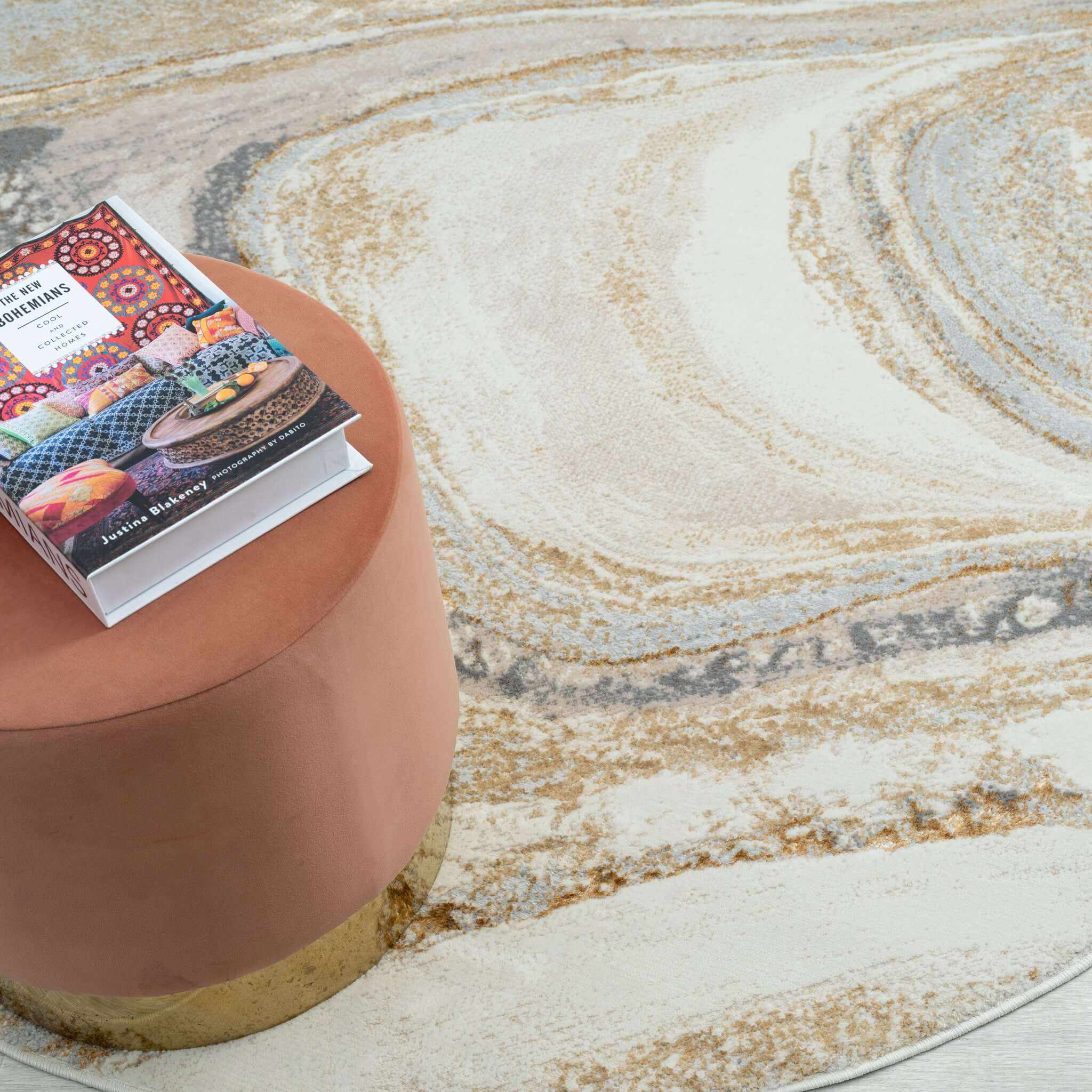 Avani Marble Circle Rug - Sand - 300x400