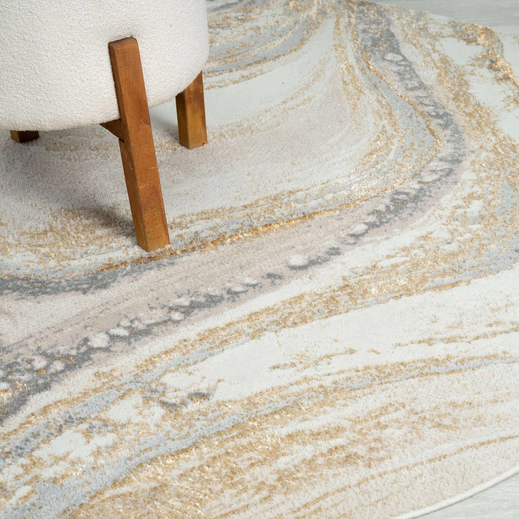 Avani Marble Circle Rug - Sand - 300x400