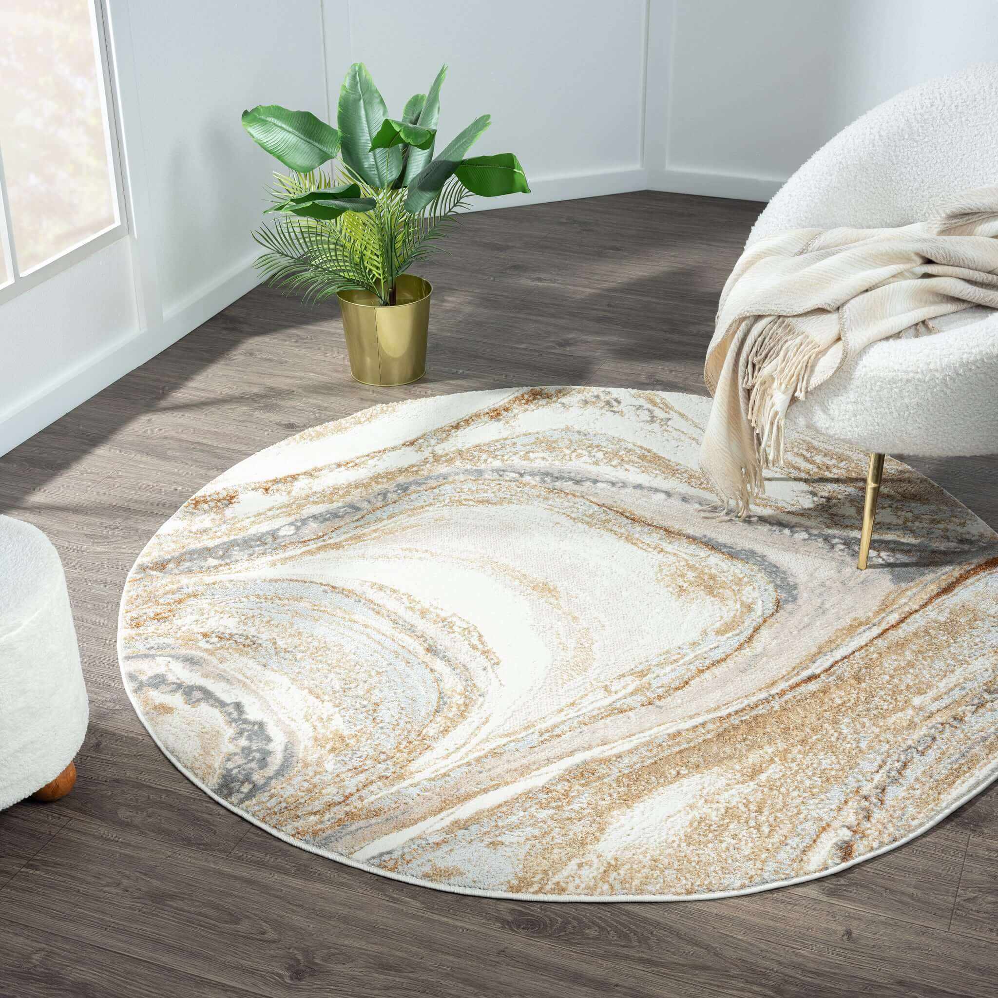 Avani Marble Circle Rug - Sand - 300x400