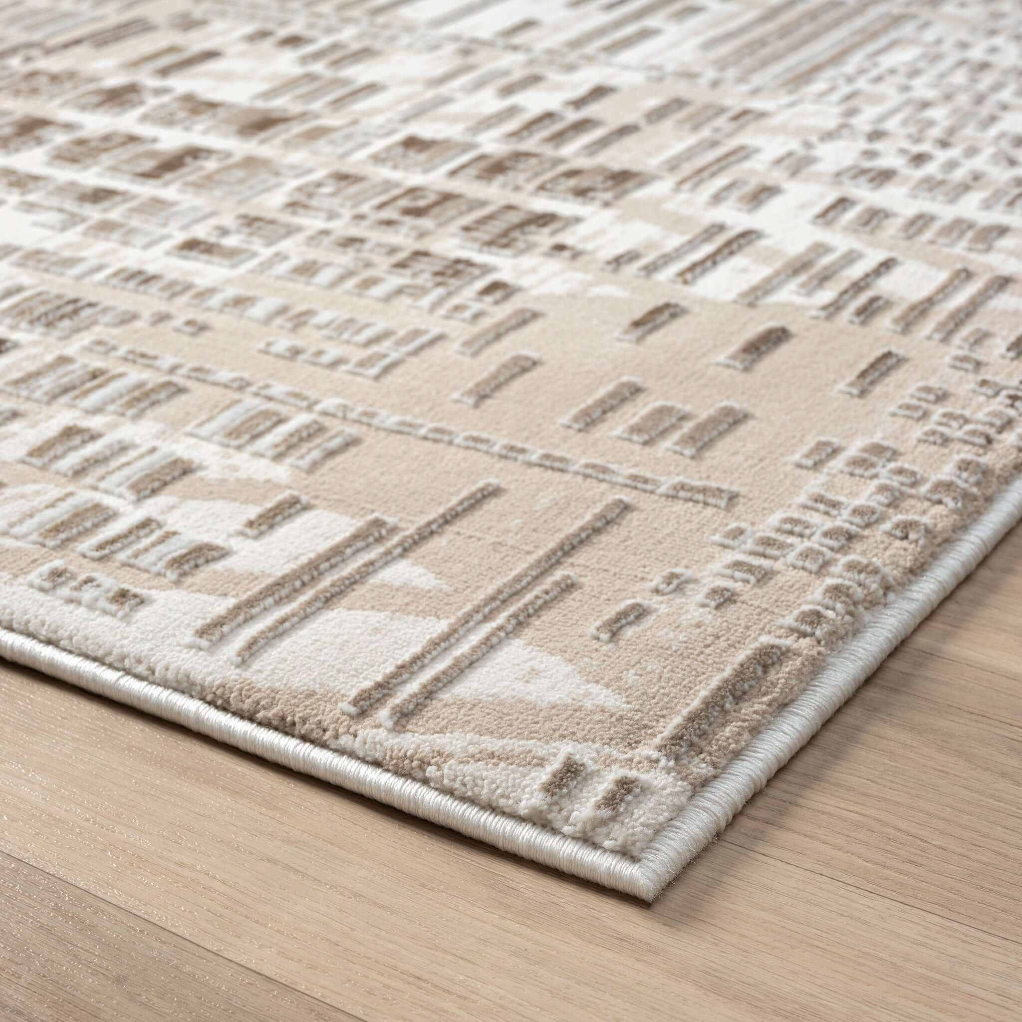 Grande Jacquard High Low Rug - Taupe - 300x400