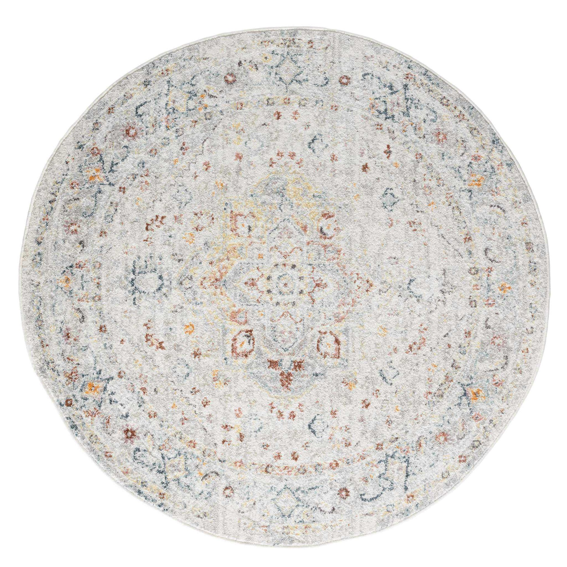 Round Persian Vintage Carpet - Cream - 300x400