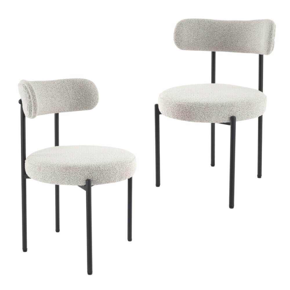 white boucle dining chair-Upinteriors