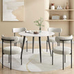 white boucle dining chair