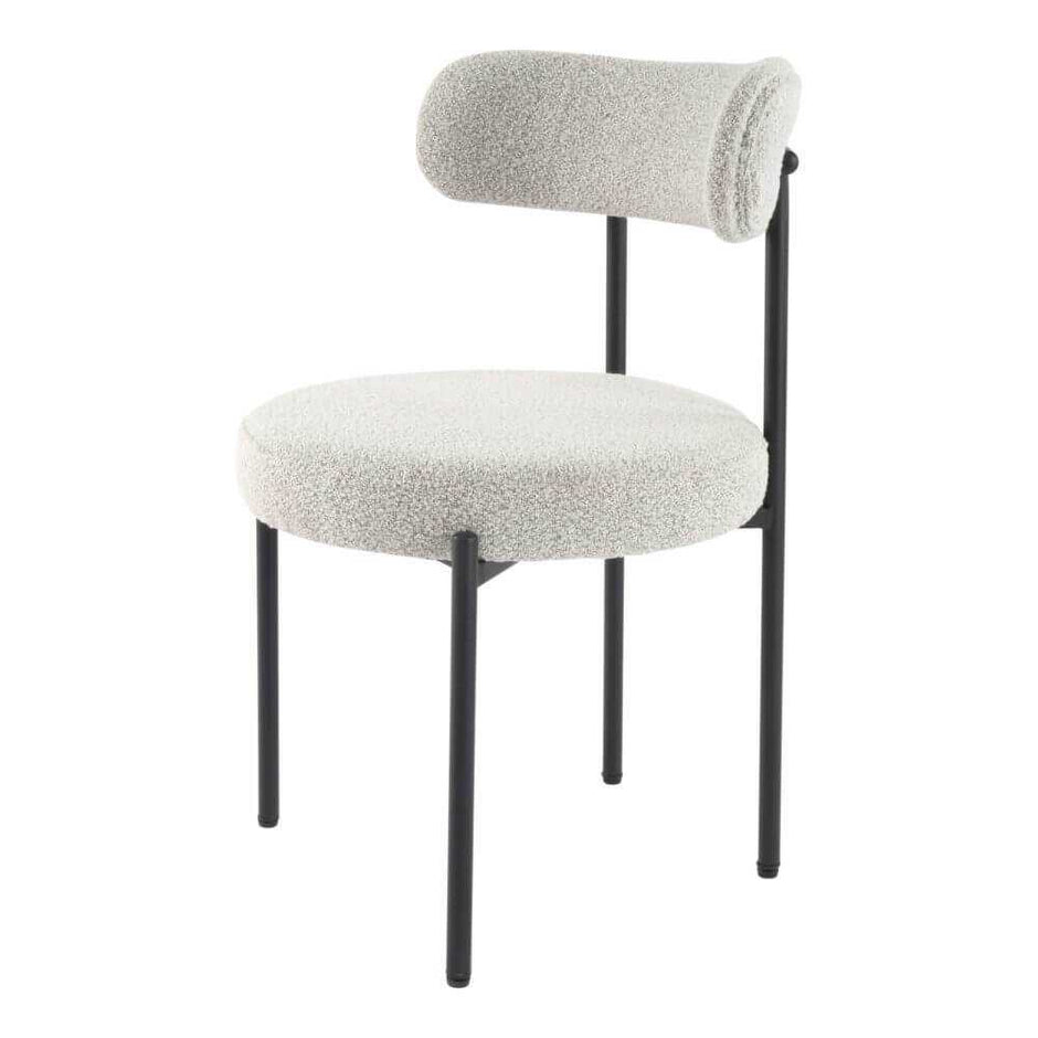 white boucle dining chair