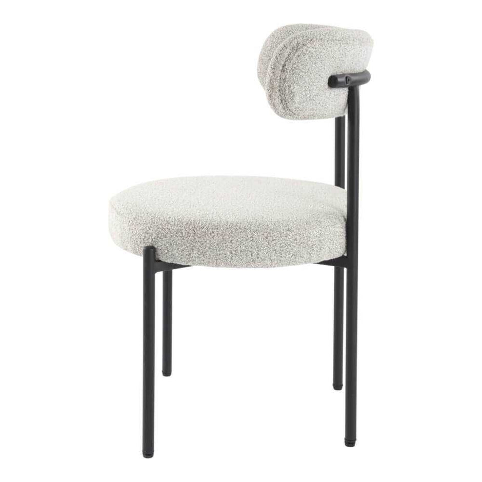 white boucle dining chair