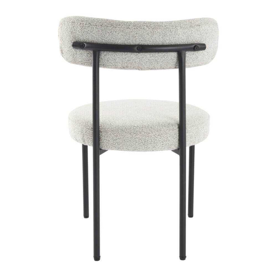 white boucle dining chair