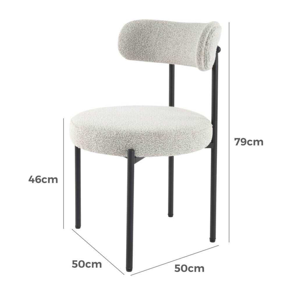 white boucle dining chair