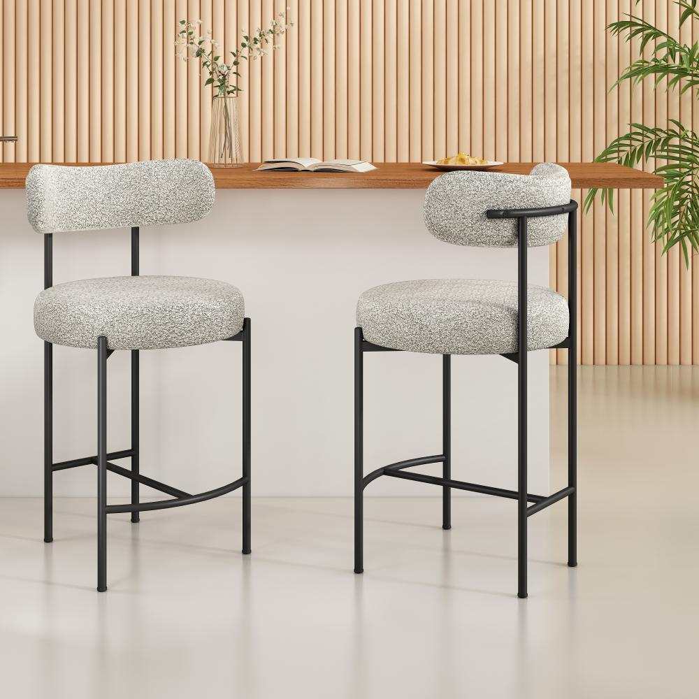Mila Boucle White Counter Stools