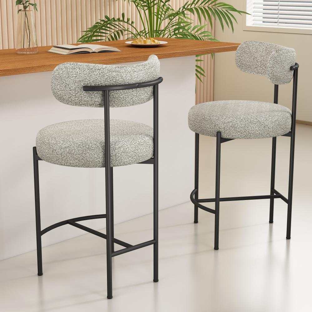 Mila Boucle White Counter Stools