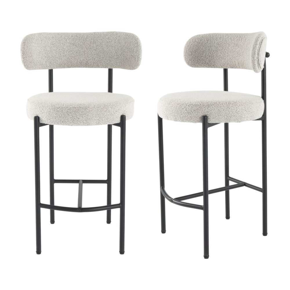 Mila Boucle White Counter Stools