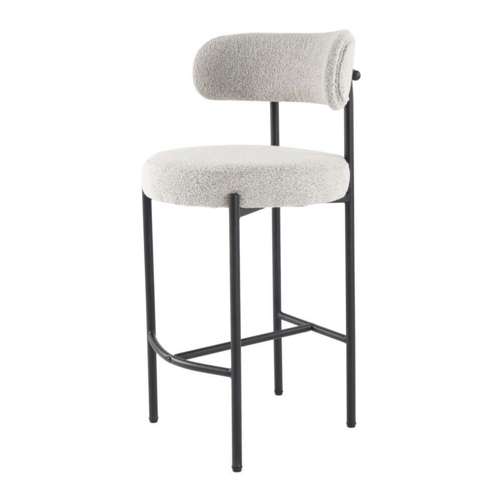 Mila Boucle White Counter Stools