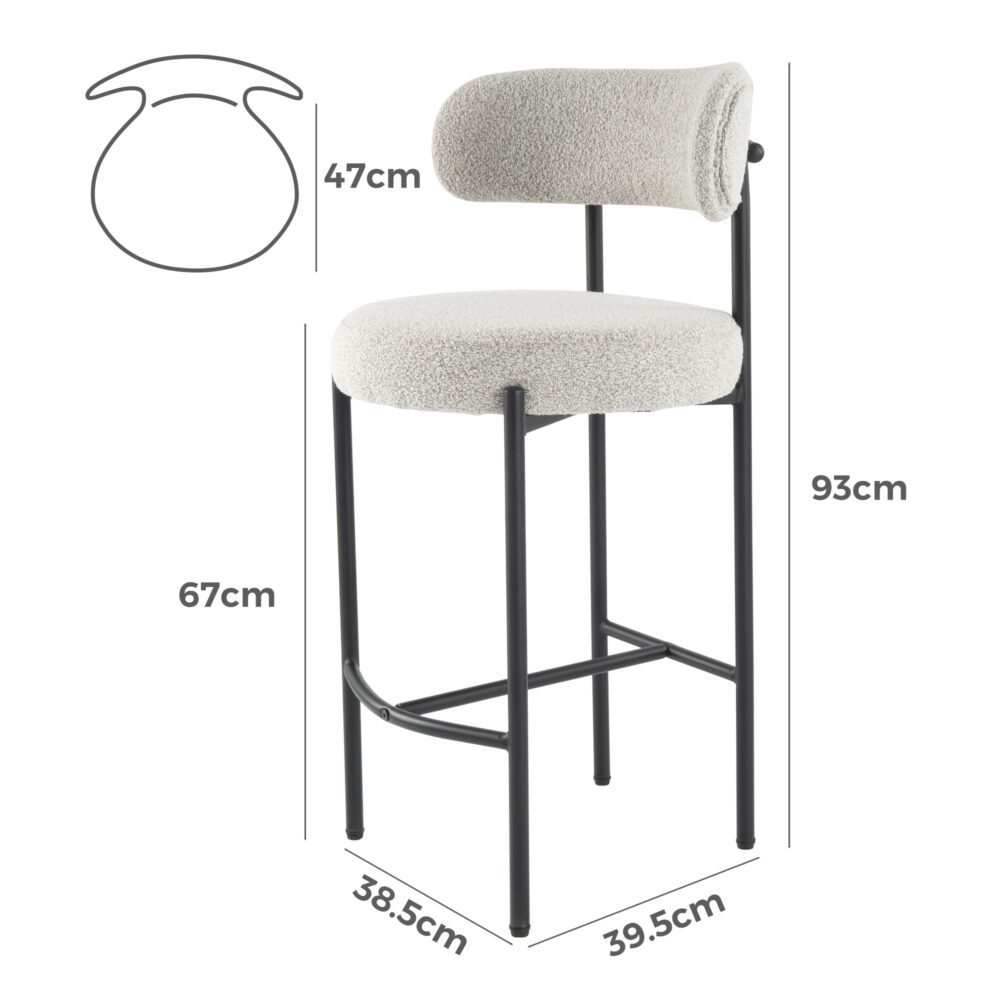 Mila Boucle White Counter Stools