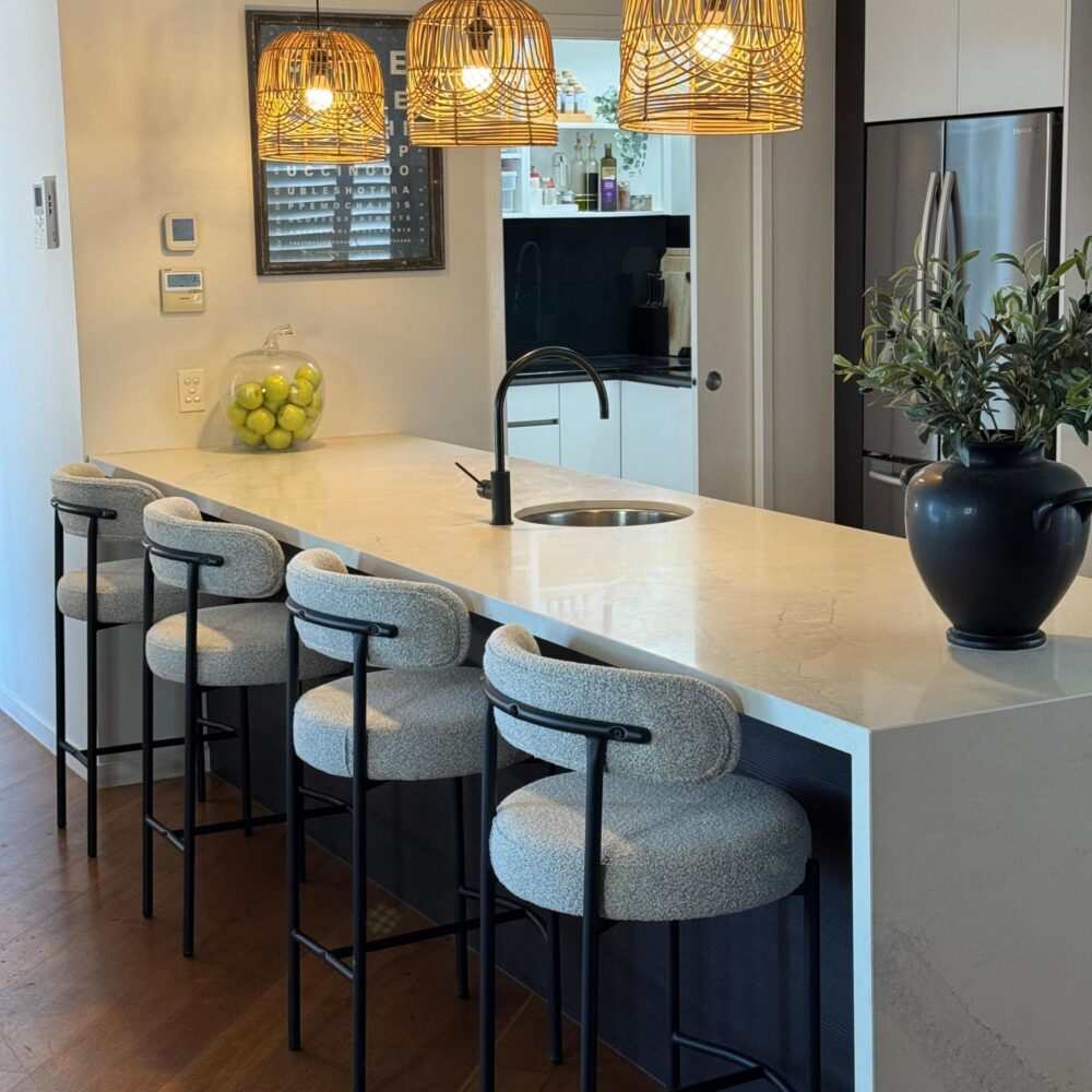 Mila Boucle White Counter Stools