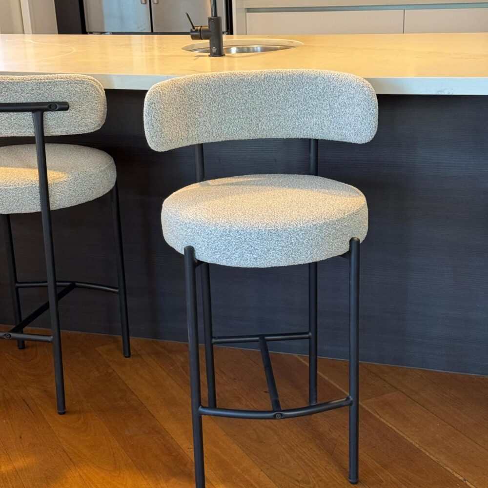 Mila Boucle White Counter Stools
