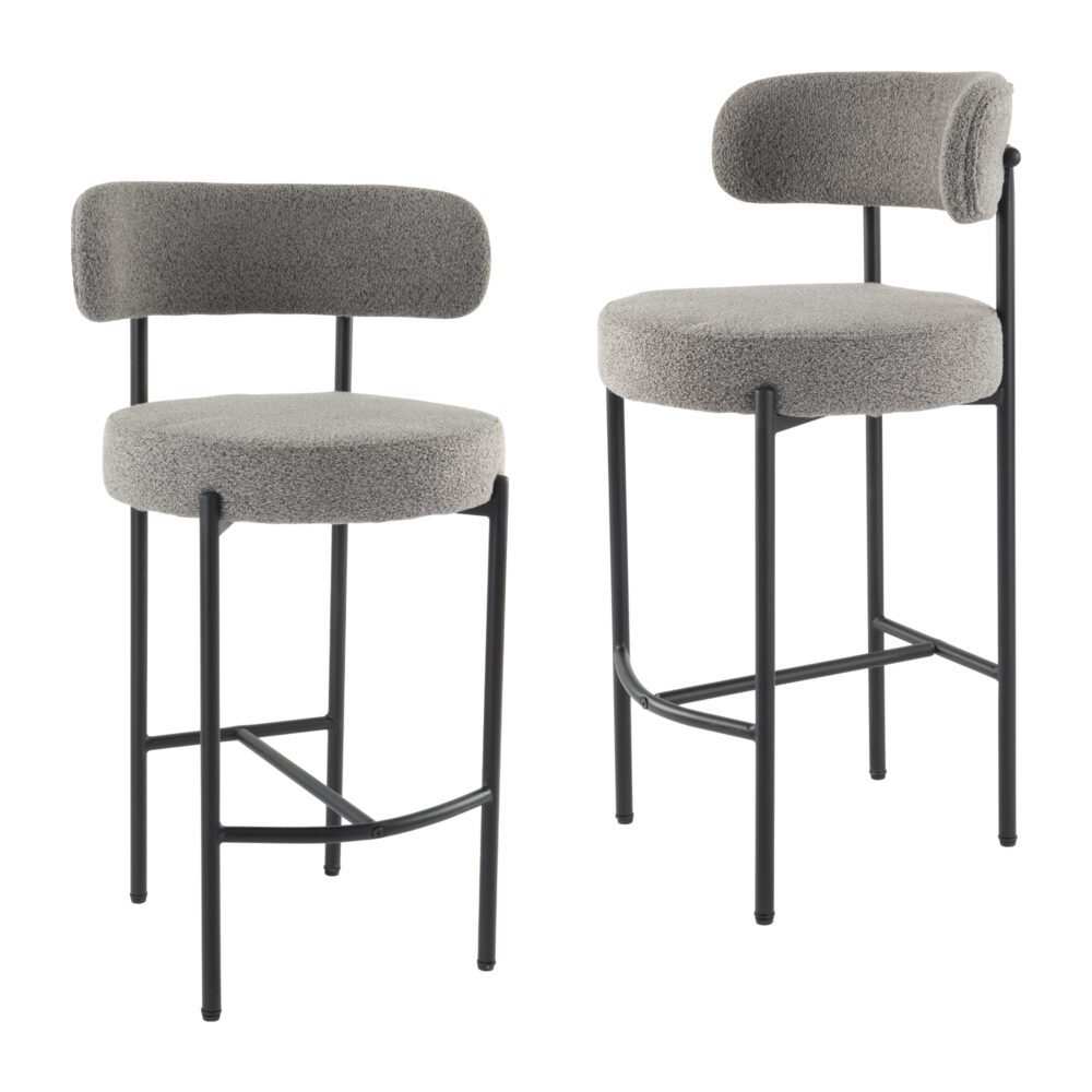 Elsa Contemporary Counter Stools Grey Boucle