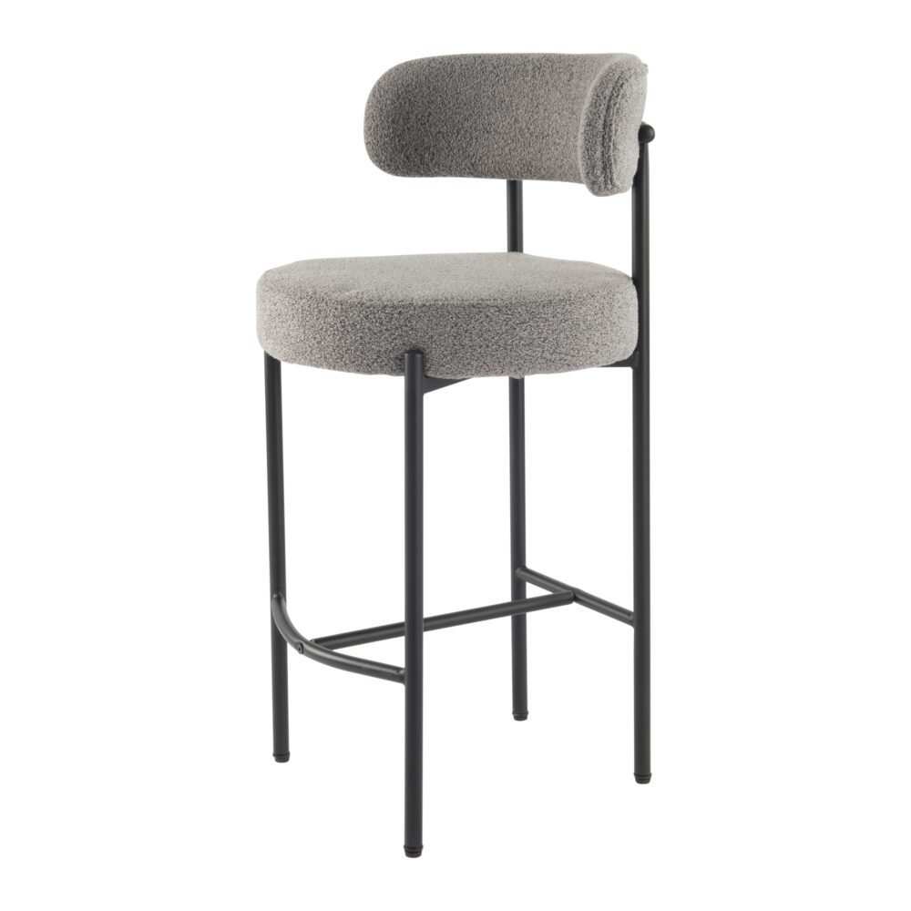 Elsa Contemporary Counter Stools Grey Boucle