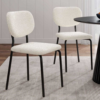 White Whisper Teddy Fabric Dining Chairs Duo