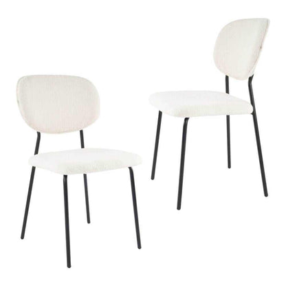 White Whisper Teddy Fabric Dining Chairs Duo