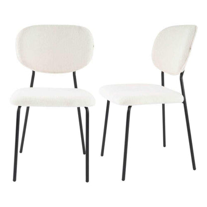 White Whisper Teddy Fabric Dining Chairs Duo