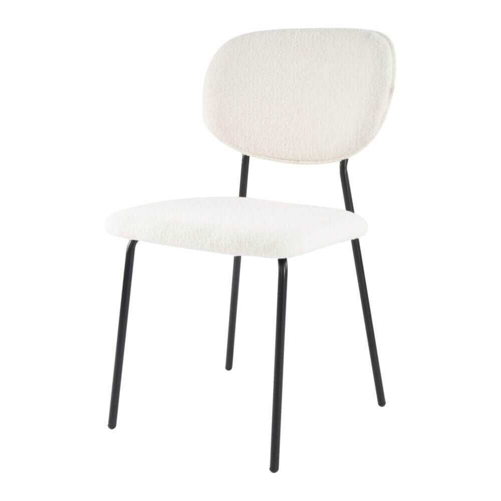 White Whisper Teddy Fabric Dining Chairs Duo