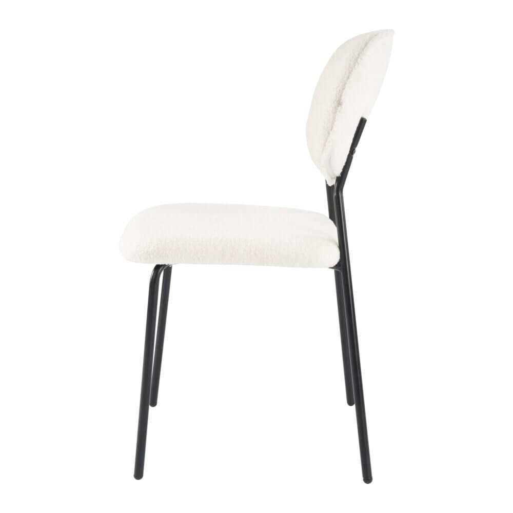 White Whisper Teddy Fabric Dining Chairs Duo