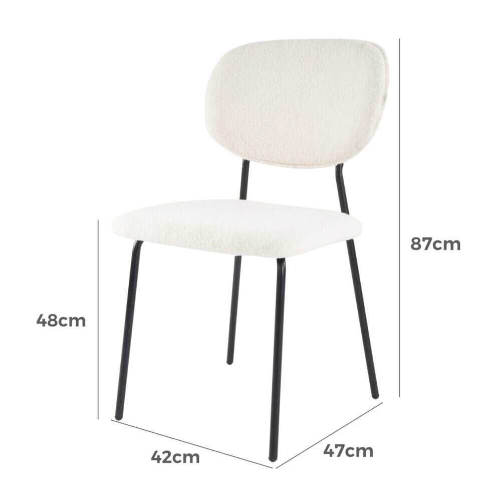 White Whisper Teddy Fabric Dining Chairs Duo