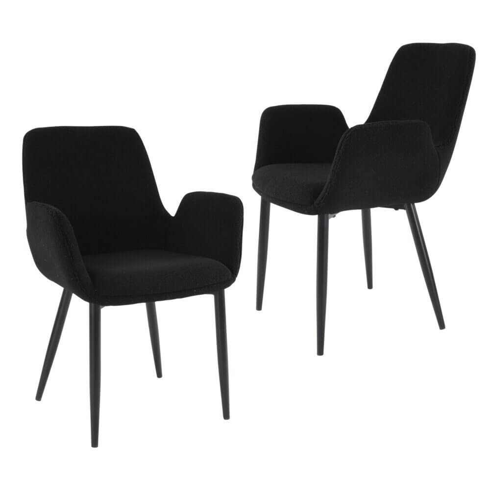 Charcoal Embrace Boucle Teddy Sherpa Fabric Chairs Set