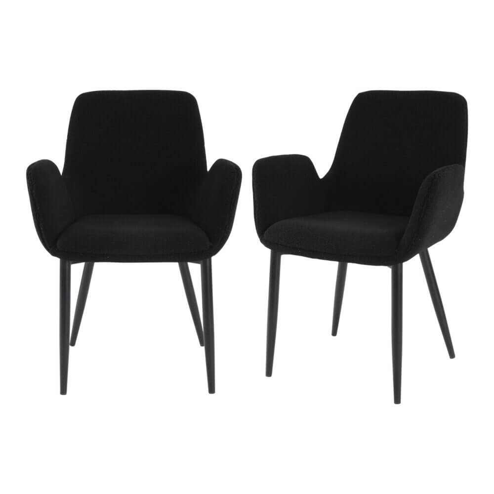 Charcoal Embrace Boucle Teddy Sherpa Fabric Chairs Set