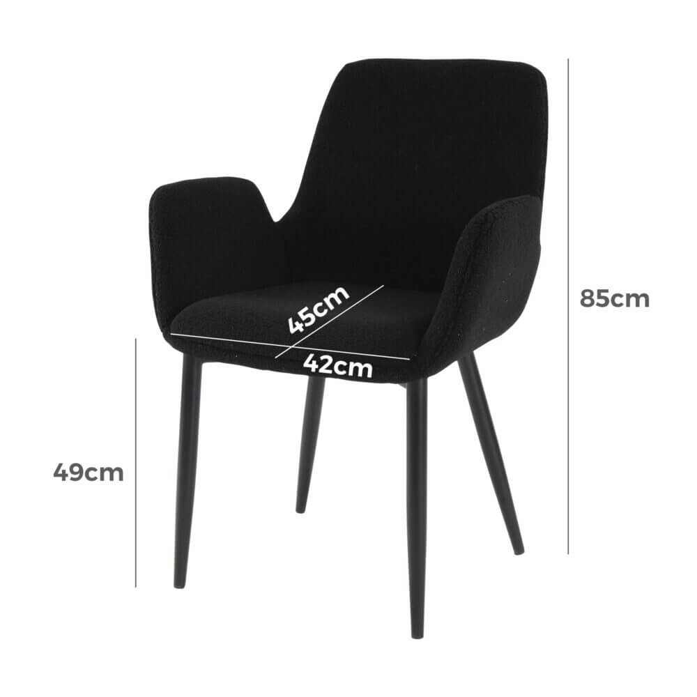 Charcoal Embrace Boucle Teddy Sherpa Fabric Chairs Set