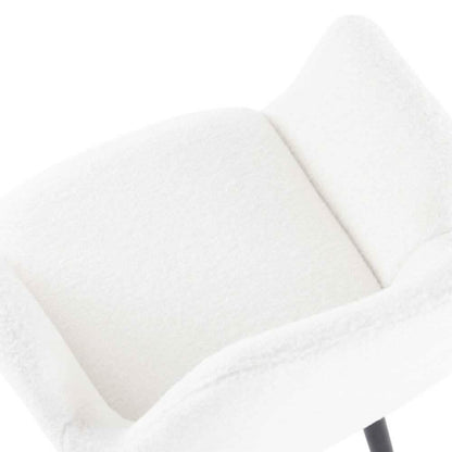 Boucle Teddy Sherpa Fabric Bliss Armrest Dining Chair