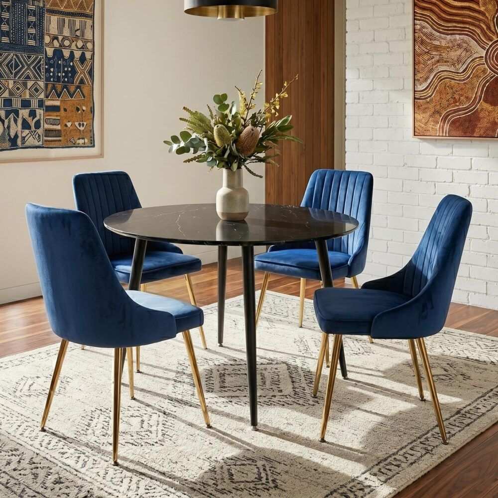 Blue Velvet Bistro Dining Set