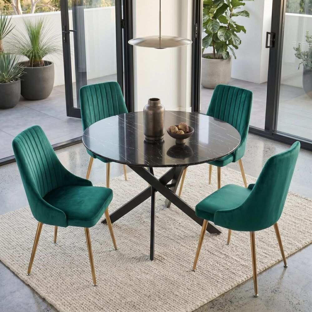 The Velvet Marble Table and Chair Set