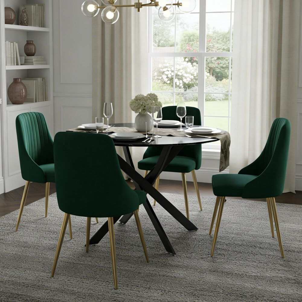 The Velvet Marble Table and Chair Set