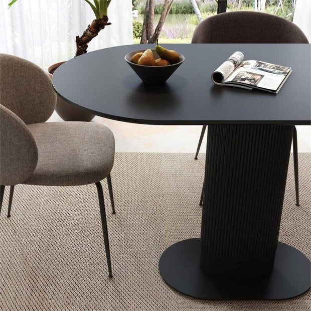 oval dining table black