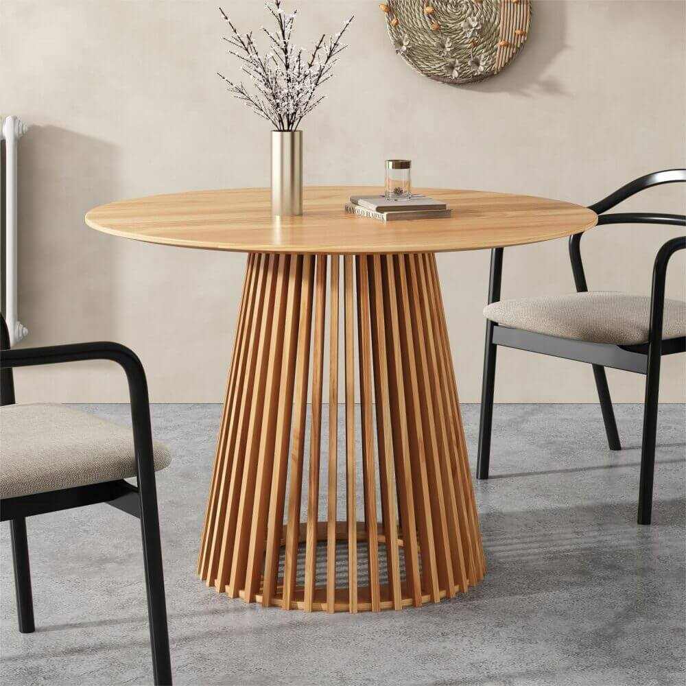 natural wood dining table-Upinteriors