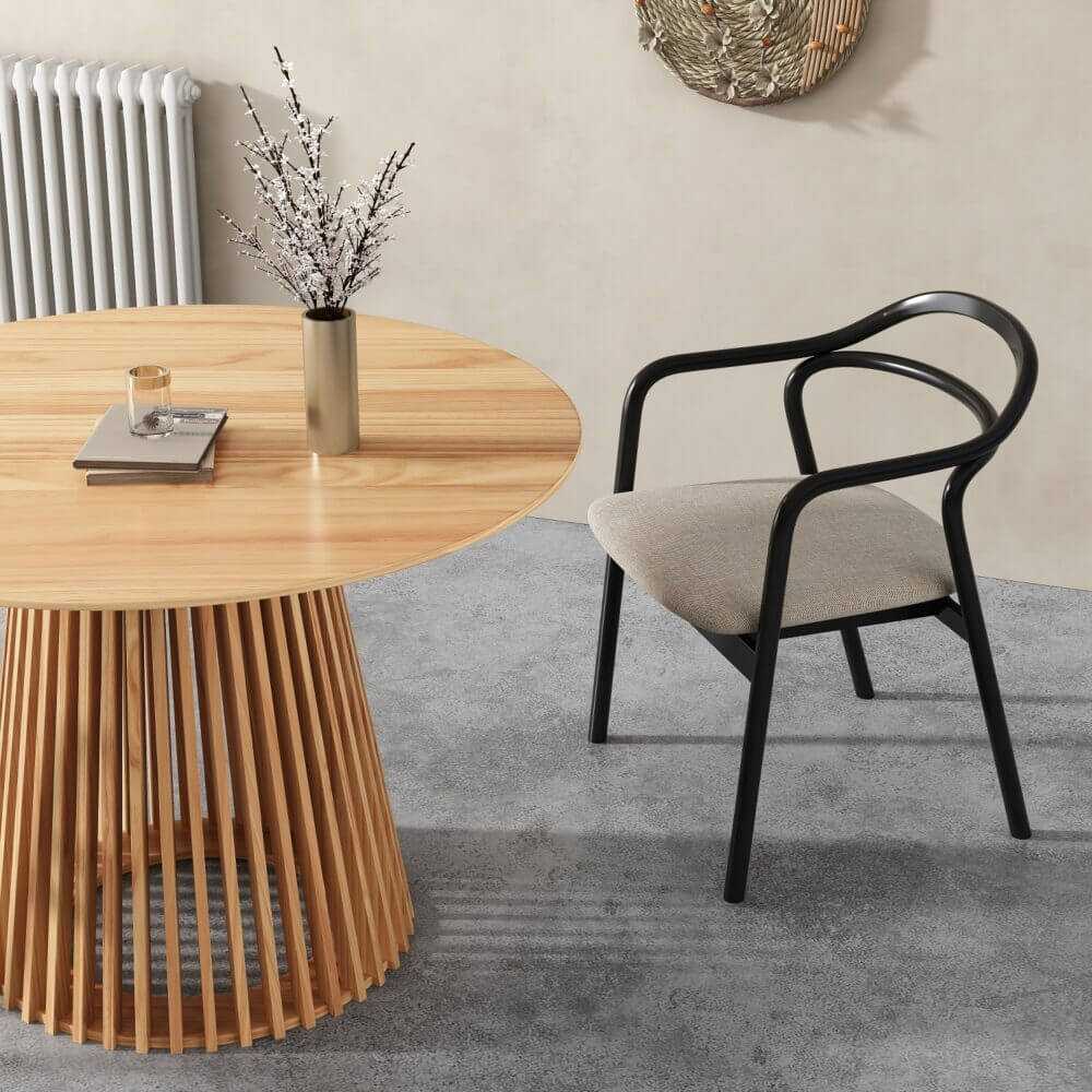 natural wood dining table-Upinteriors