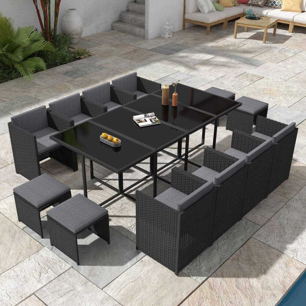 Bali 13PC Outdoor Patio Dining Sets - Black